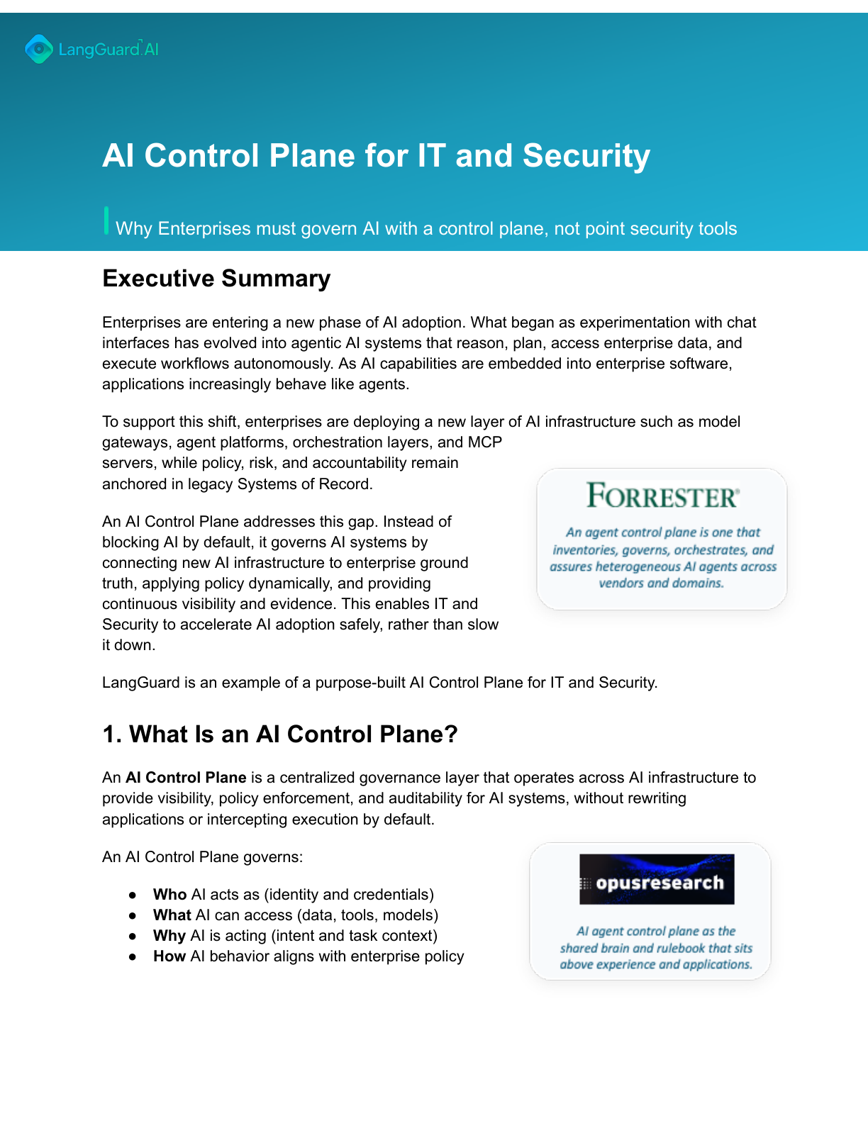 Cover of the LangGuard AI Control Plane Whitepaper